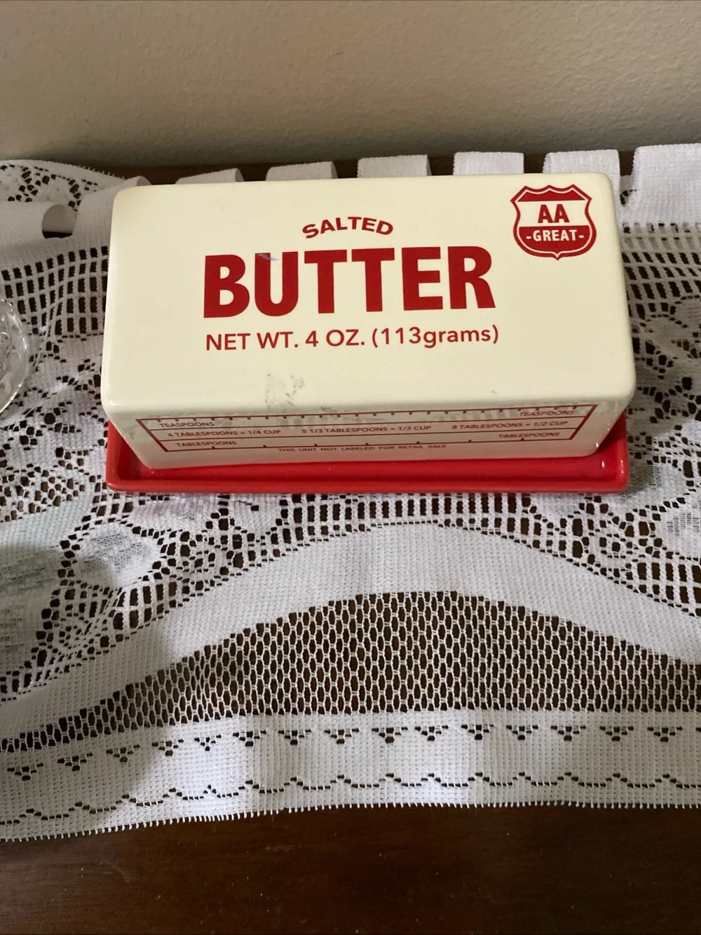Cost Plus World Market Red & Cream Ceramic Butter Dish - Picture 7 of 7